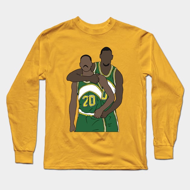 Gary Payton And Shawn Kemp Long Sleeve T-Shirt by rattraptees